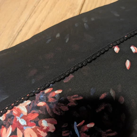 Women's White House Black Market Black Long Sleeve Floral Print Dress Size 10 - Picture 8 of 8